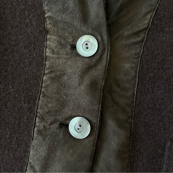 Eileen Fisher Wool and Lamb Leather Blazer Jacket, Brown, Size Large - Picture 7 of 12